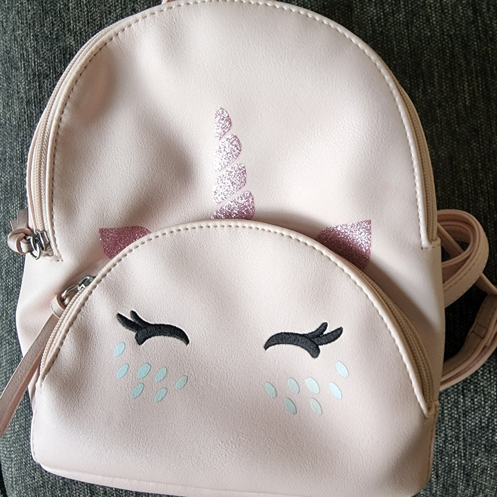 Girl's faux leather unicorn backpack purse